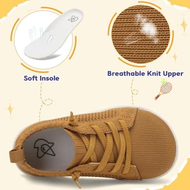 LeIsfIt Toddler Wide Shoes Girls Boys Barefoot Shoes Kids Zero Drop Minimalist Sneakers Breathable Slip on Tennis Sneakers Brown 8 Toddler - Image 5
