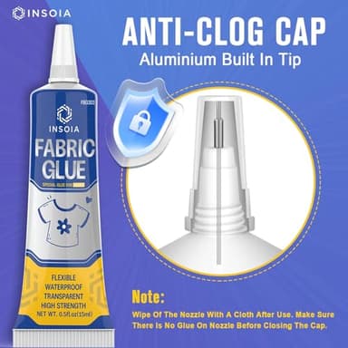 Fabric Glue Permanent, 15MLx2 Food-Grade Clothing Glue, Odor-Free, Dries Clear, Washable Fabric Adhesive for Rhinestones,Patches,Clothes,Denim,Leather,Polyester,Fabrics,Doll Repair,Flannel,Cotton - Image 4