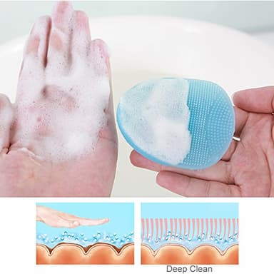 INNERNEED Super Soft Silicone Face Cleanser and Massager Brush Manual Facial Cleansing Scrubber Handheld Wash Pad for Sensitive, Delicate, Dry Skin (Pack of 4) - Image 5