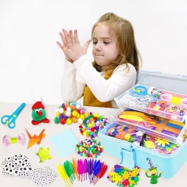 VLUSSO 3000Pcs Arts and Crafts Supplies for Kids Girls 8-12 Craft Kit with Pipe Cleaners Beads Crafts for Kids DIY School Supplies Set Crafting Box for Girls Boys Age 4-6, 6-8, 8-12 Years Gifts - Image 6