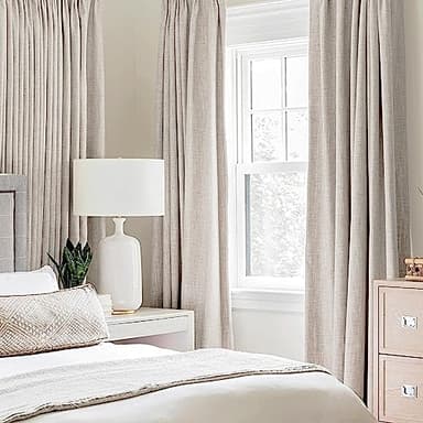 MIULEE 100% Blackout Linen Textured Curtains for Bedroom Solid Thermal Insulated Ivory Grommet Room Darkening Curtains & Drapes Luxury Decor for Living Room Nursery 52 x 96 Inch (2 Panels) - Image 2