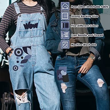 KING MOUNTAIN Iron-on Repair Patch 20 Pcs Pack,Denim Patches for Jeans Kit 3" by 4-1/4", 100% Cotton Denim Iron-on Repair Patch,Jeans and Clothing Repair and Decoration Kit (Five Color) - Image 4