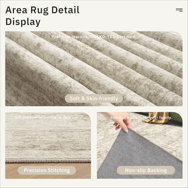 Soalmost Washable Area Rug 8x10, Large Soft Rugs for Living Room Vintage Beige Carpet 8x10 Area Rugs for Bedroom Dining Room Non-Slip Stain Resistant Under Table Rug - Image 5