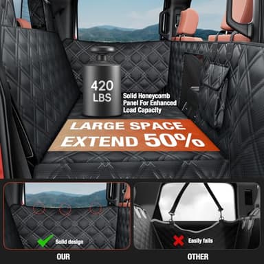 Surfcabin Truck Back Seat Extender for Dogs – Waterproof Full Size Pickup Pet Seat Cover with Door Protection, Hard Bottom Holds 420 lbs Dog Hammock for F150, RAM 1500 & More - Image 4