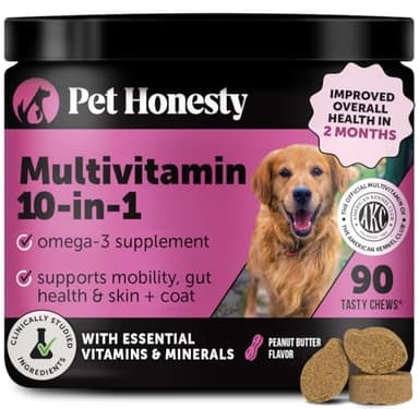 Multivitamin Dog Supplement, Glucosamine chondroitin for Dogs, Probiotics, Omega Fish Oil, Dog Supplements & Vitamins, Vitamins for Skin and Coat Allergies, (Peanut Butter 90 ct) - Image 1