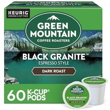 Green Mountain Coffee Roasters Black Granite, Keurig Single Serve K-Cup Pods, Espresso Style Dark Roast, 60 Count (6 Packs of 10) - Image 1