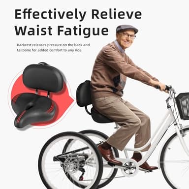 COOLWUFAN Oversized Bike Seat with Backrest for Peloton Bike, Wide Bicycle Saddle Compatible with Peloton, Road, Exercise, Tricycle, Electric Bike - Image 5