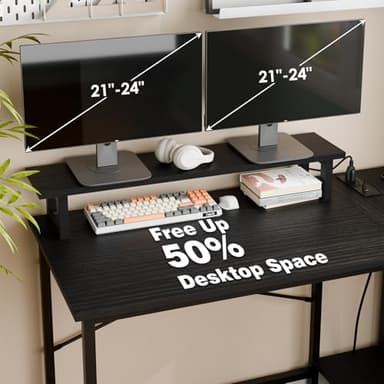 Fixwal Gaming Desk for Bedroom L Shaped Small Corner Computer Desk with Power Outlets and LED Lights, PC Desk, Home Office Desks with Drawer, Writing Desk Study Desk, Black - Image 7