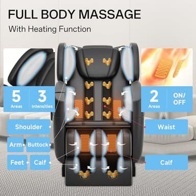 SMAGREHO 2025 Zero Gravity Massage Chair Full Body, with 6 Auto Modes, Foot Massage, Waist Heating, Bluetooth, Black - Image 5