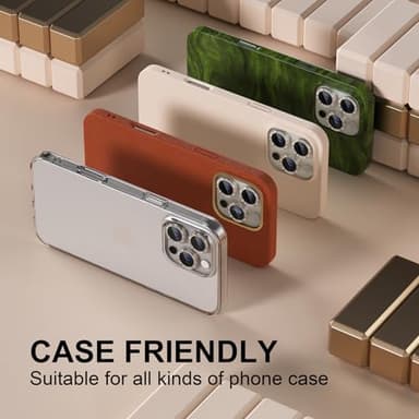 Misea Compatible for iPhone 16 Pro/iPhone 16 Pro Max Camera Lens Protector Bling, 9H Tempered Glass Camera Cover Screen Protector Metal Individual Ring Protector Decoration, Natural Titanium Glitter - Image 5