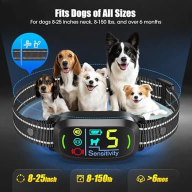 Oliry Smart AI Bark Collar for Large Medium Small Dogs, Anti Barking Device with 5 Training Modes, Exclusive Forced Bark-Stopping, Rechargeable IP67 Waterproof Bark Collar with 5 Sensitivity (Black) - Image 6