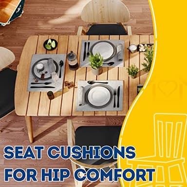 AAAAAcessories D-Shaped Chair Cushions, 2" Thick Dining Chair Pads with Ties and Removable, Machine-Washable Cover, 17" x 16", Set of 4, Black - Image 8
