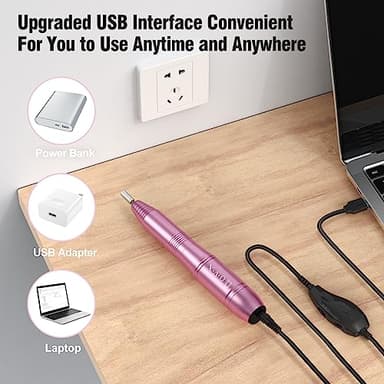 Portable Electric Nail Drill Machine, Professional 20000 RPM USB Manicure Pedicure Drills for Acrylic Nails Gel Polishing Shape Tools - Image 6