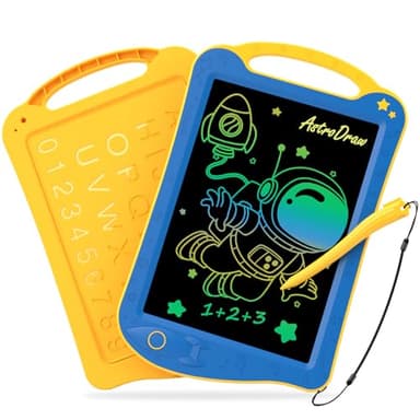 HOMESTEC Astrodraw Drawing Pad Toys, Colorful LCD Writing Tablet for Kids, Doodle Board for Toddlers 3 4 5 6 Years Old, Travel Sensory Space Toy for Boys Girls, Birthday Gift Idea (Blue/Yellow) - Image 1