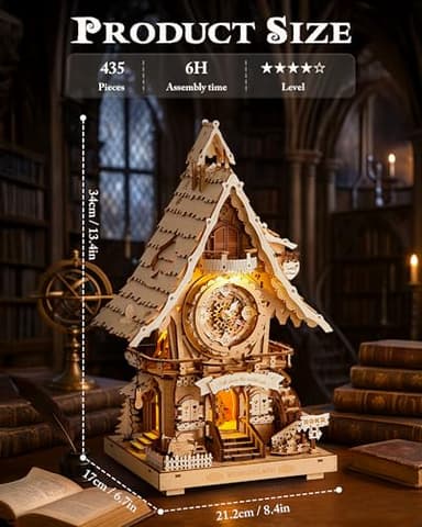 ROKR 3D Wooden Puzzles for Adults,Wooden Cuckoo Clock Model kit,435 Piece 3D Puzzles,Ideal Gift for Adults and Teens - Image 2