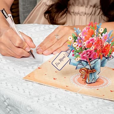 Paper Love 3D Flower Bouquet Pop Up Mothers Day Card, For Mom, Wife - 5" x 7" Cover - Includes Envelope and Note Tag - Image 6