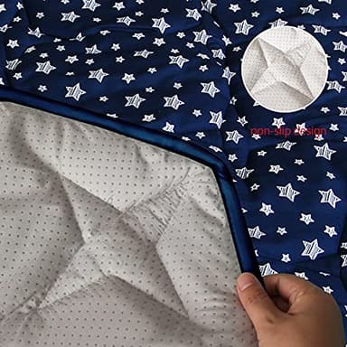 Playpen Mat 8 Panel Navy Fits for Regalo My Play Deluxe Extra Large Portable Play Yard, Non Slip Baby Octagon Playpen Mattress Pad, Navy Star Print Playard Pad - Image 3