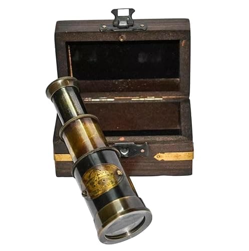 Antique Style Brass Telescope Maritime Spyglass with Wooden Box-Gift