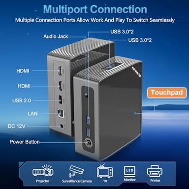 KN1 Mini PC, Intel N4000 (Up to 2.6 GHz) 8GB RAM, 128GB ROM(Expandable M.2 SATA Storage), HDMI Port 4K Dual Display Desktop Computer for Home Office, BT 5.0/ WiFi 5/USB 3.0. - Image 3