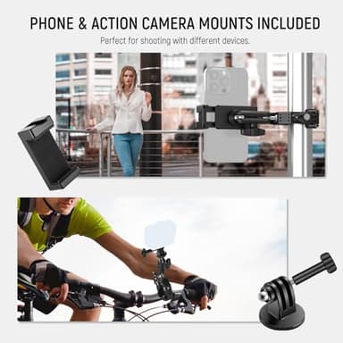 NEEWER Super Clamp with 3" Dual Ballhead Magic Arm, Cold Shoe, 1/4" Threads, Phone/Action Camera Mount Adapter for Desk Tripod Tube Crossbar Gimbal Rods Compatible with SmallRig GoPro DJI, ST83 - Image 7