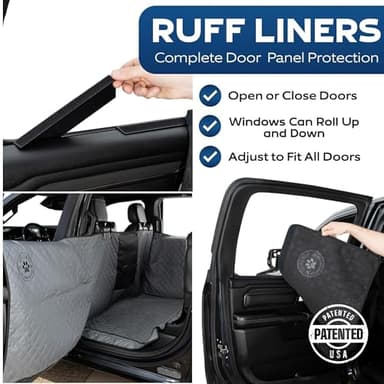 Ruff Liners XL Floor Cover with Door Protection, Gray – As Seen on Shark Tank – Fits Full‑Size Crew Cab Trucks with Fold‑Up Seats – Waterproof & Machine Washable – Sturdy XL Dog Hammock for Truck - Image 2