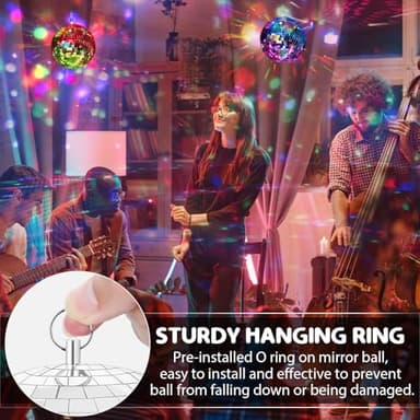 ReyeeInc Disco Ball Light with Remote, Small 6in Hanging Mirror Ball and Battery Operated Rotating Motor with 4 Light Colors and 18 LEDs for Party Decor - Image 5