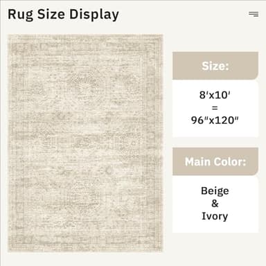 Soalmost Washable Area Rug 8x10, Large Soft Rugs for Living Room Vintage Beige Carpet 8x10 Area Rugs for Bedroom Dining Room Non-Slip Stain Resistant Under Table Rug - Image 3
