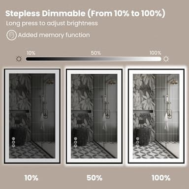 Amorho 72"x 36" LED Bathroom Mirror with Black Frame, Front Light and Backlit(Controlled Separately), Stepless Dimmable, Anti-Fog, Shatter-Proof, 3 Colors, Memory - Image 5