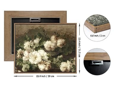 Pinetree Art Framed Canvas Wall Art for Living Room Decor, Vintage Floral Painting Wall Art Prints Rustic Farmhouse Bedroom Bathroom Decor (12" x 16", Blooming White Flowers) - Image 2