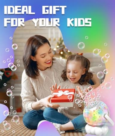 Rechargeable Bubble Machine, Bubble Maker for Kids with Colorful LED Light, Make Large Bubbles, 600mL Capacity - Outdoor Party Birthday Halloween Toys Gifts for Toddlers Ages 3+ Boys Girls - Image 7