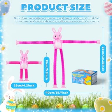 4 Pcs Easter Bunny Pop Tube Sensory Toys,Easter Basket Stuffer for Toddler Kids Boy Girls,Bunny fidgets Suction ADHD Autism Toy,Fidget Toys Autistic Travel Toys - Image 2