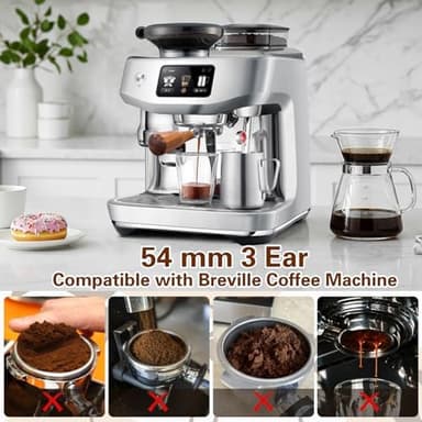 54mm Bottomless Portafilter Compatible with Breville Barista Pro, Bambino Plus, Barista Express Impress, Infuser, Barista Touch, Duo-Temp Pro & Bambino, Walnut Handle - Image 4