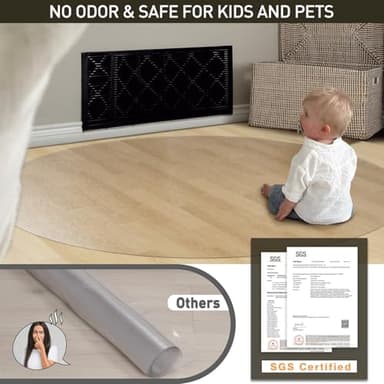 Clear Plastic Floor Mat for Under Dining Table, 4ft Round No Slip Waterproof Vinyl Area Rug for Home, Anti-Spill Hard Floor Protector Cover for Living Room, Splat Mat for Under High Chair - Image 5