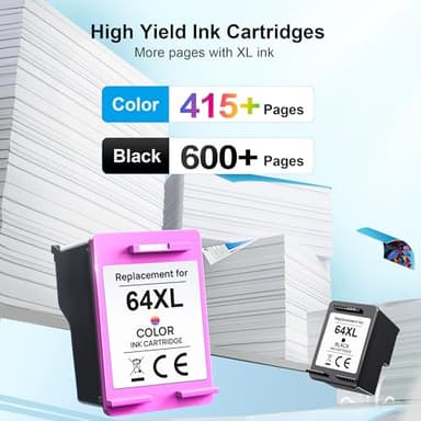 64XL Ink Cartridge Replacement for HP Ink 64 HP 64 Ink for HP 64XL Ink Cartridge Combo Pack Works with Envy Photo 7855 7858 6252 6255 7800 7100 7155 7158 Tango Series Printer (2 Pack) - Image 4