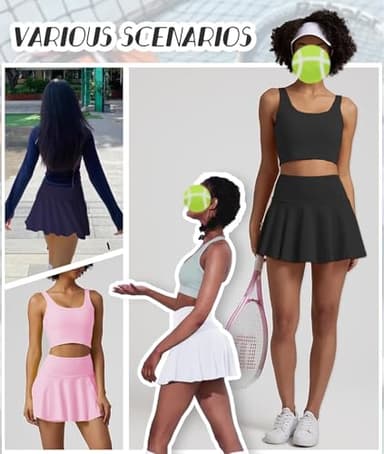 Women's Tennis Skirt with Built-in Shorts Black Pleated Skirt for Women High Waisted Mini Golf Skirt Cheer Uniform Skorts - Image 6