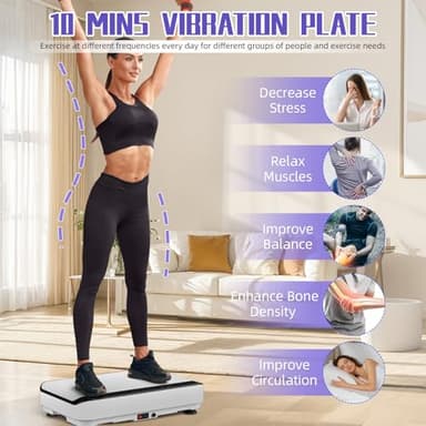 Vibration Plate Exercise Machine | with Bluetooth for Lymphatic Drainage | 400lbs Capacity with 9 Preset Modes & 99 Speed | Home Gym Equipment for Whole Body Vibrating Workout | Weight Loss & Toning - Image 5