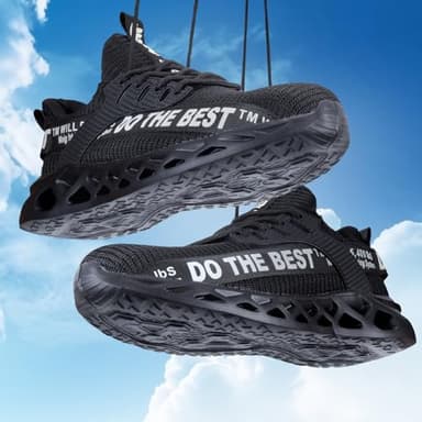 Furuian Steel Toe Shoes for Men & Women Wide Steel Toe Sneakers Lightweight Comfortable Safety Work Shoes Wide Black - Image 5