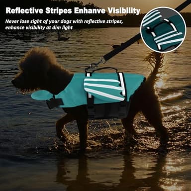Petglad Wings Dog Life Jacket Adjustable Dog Life Vest with Chin Float Reflective Stripes and Rescue Handles, High Buoyancy Puppy Swim Float Vest for Small Medium Large Dogs (Pine Green, S) - Image 4