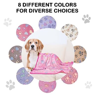 Dono 1 Pack 2 Dog Blankets, Soft Fluffy Fleece Pet Blanket Warm Sleep Mat Paw Print Design Puppy Kitten Throw Blankets Doggy Blanket for Dogs - Image 3