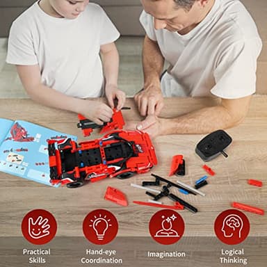 RC Toy Best Birthday Gifts for Age 6 7 8 9 10 11 12 Years Old Kids Boys Girls 2 in 1 Remote Control Racing Car Building Blocks 351 Pcs DIY Building Kits Engineering Construction Toy - Image 4