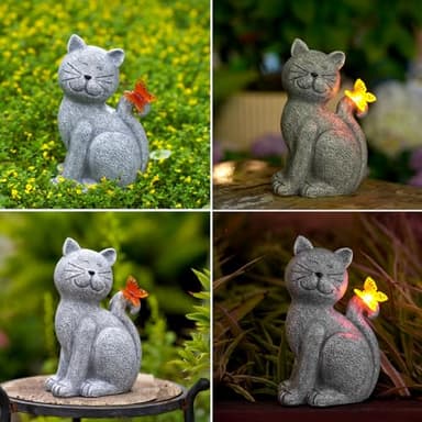 Nacome Cat Outdoor Statues for Garden: Outside Decor with Butterfly Clearance for Yard Art Lawn Ornaments Porch Patio Balcony Home House - Birthday Gifts for Grandma Mom Women - Image 6