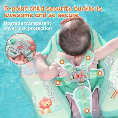 Mambobaby Float with Canopy and Tail New Upgraded Non-Inflatable Baby Pool Float Mambo Float Swim Trainer Solid Infant Swim Float Adjustable Pearl Foam Baby Swim Ring - Image 6