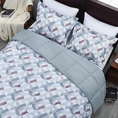 Basic Beyond Queen Comforter Set - Printed Geometry Pattern Comforter Set Queen Size,Lightweight Down Alternative Bed Comforter Queen Set(Geometry,Queen) - Image 6