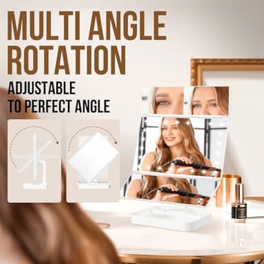 NIKKOMON Wireless Rechargeable Lighted Makeup Mirror with 3 Color Lighting, 2000mAh Rechargeable Battery, 10x 3X 2X Magnification, 24 LED, 360 Degree Rotation, Gift for Woman (White) - Image 7