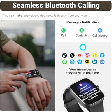 TOZO AMOLED S7 Smart Watch Bluetooth Call 1.85 Inch Ultra HD Screen, Dynamic Dials Messages Push 100+ Sports Modes, Detect Human Health Sleep Monitor with High Battery Life, Touch Function - Image 3