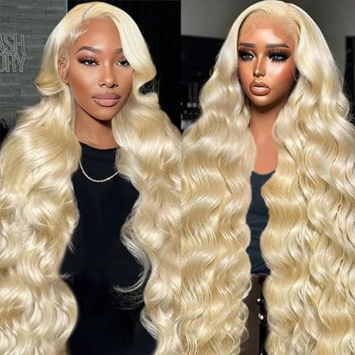 613 HD Lace Frontal Wig - 13x6 Body Wave Blonde Human Hair Wig, 200 Density, 34 Inch, Pre Plucked with Baby Hair - Image 1