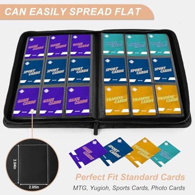 TiopLior Zip MTG Card Binder with 432 Side Loading Pocket - fits TCG Baseball Football Sports Cards - Easy to Insert Collection Binder - Black - Image 6