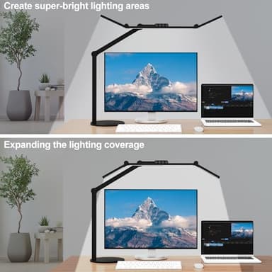 Micomlan Architect Desk Lamp with Atmosphere Lighting, Adjustable Led Desk Light for Home Office with Base, 24W Bright Auto Dimming Table Light with Rotatable Swing Arm for Workbench Computer - Image 2