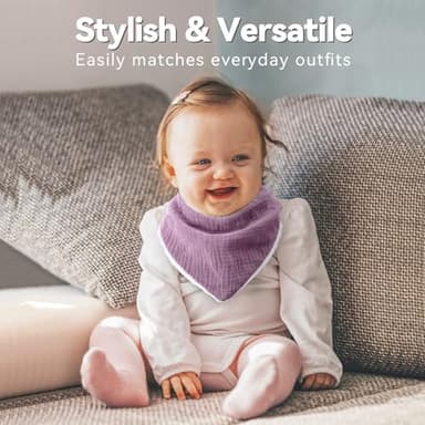 Wrrernsin Muslin Baby Bibs for Unisex Boys Girls, 10pack Cotton Drool, Adjustable Bandana Bibs for Drooling and Teething - Image 2