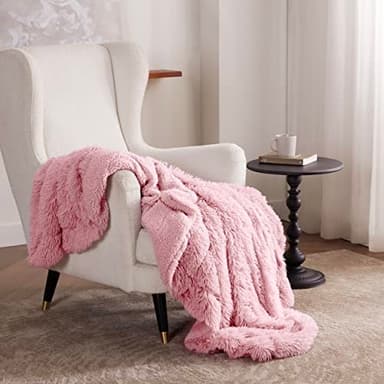 Bedsure GentleSoft Fuzzy Sherpa Faux Fur Twin Blanket Pink Cozy Gifts for Women Men, Soft Fleece Plush Warm Minky Thick Blanket Twin Size for Bed, Couch, Room Dorm Essentials Pink Decor Gifts, 60x80 - Image 5